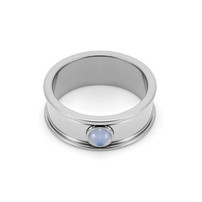 Olivia Burton Trend Edition Purple Agate Cabochon Silver Tone Gemstone Ring L