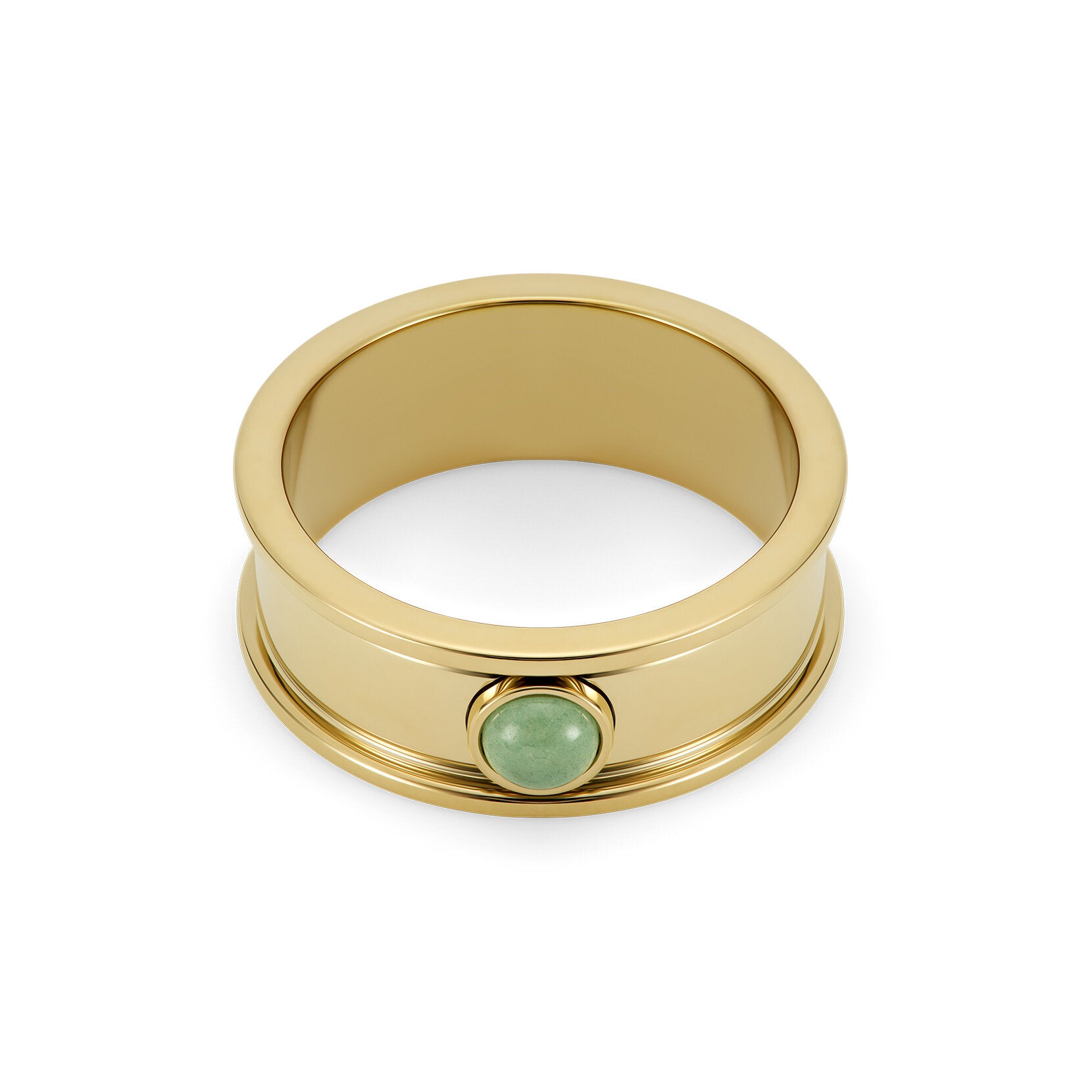 Olivia Burton Trend Edition Aventurine Cabochon Gold Plated Gemstone Ring S