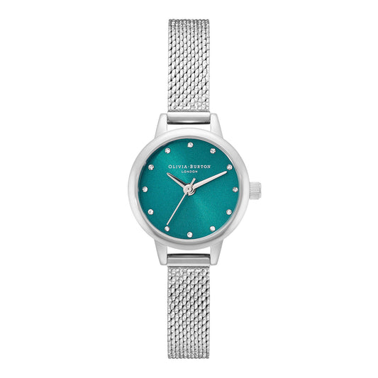 Olivia Burton Classics 23mm Teal & Silver Mesh Watch