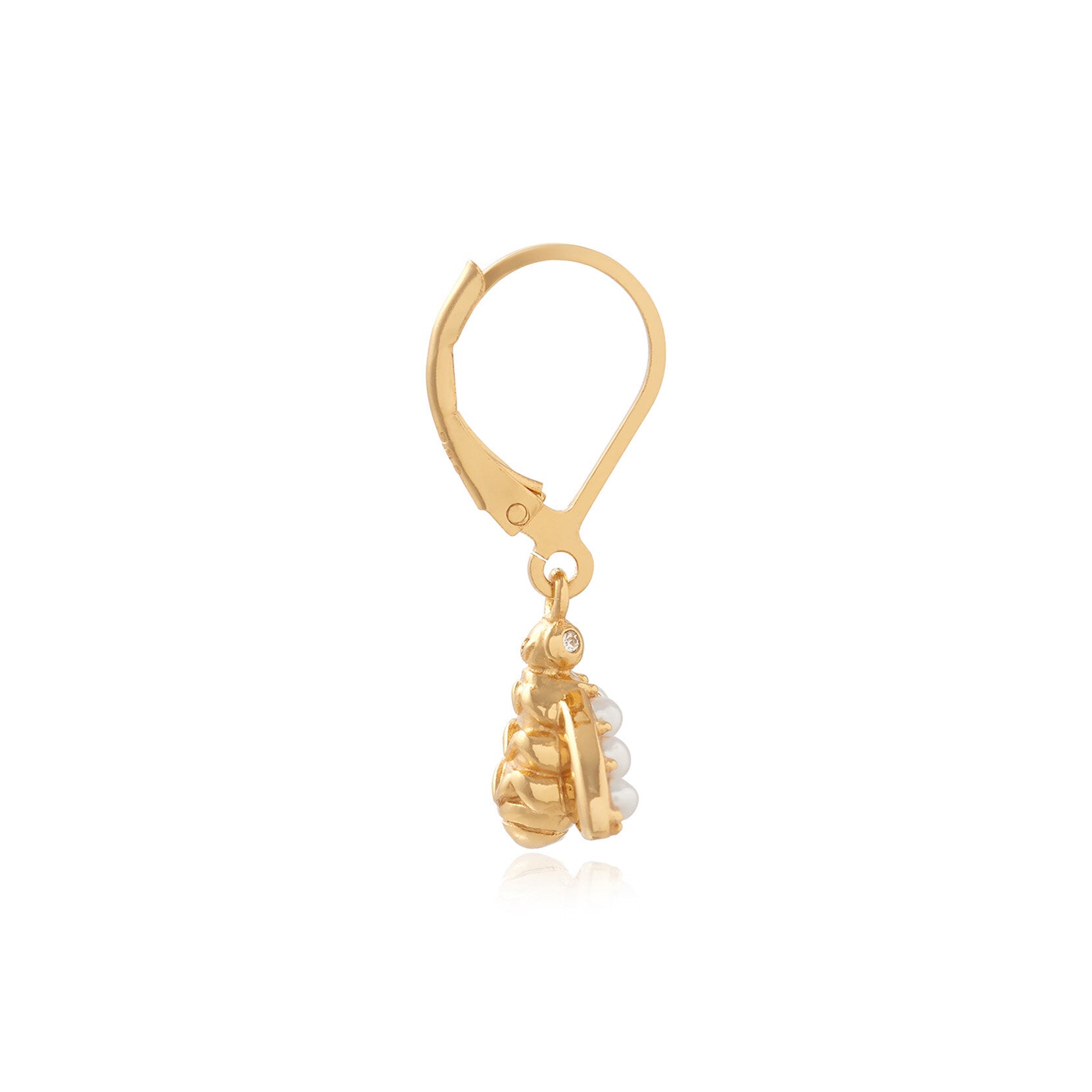 Olivia Burton Pearl Bee Gold Bee Lever Back Hoops