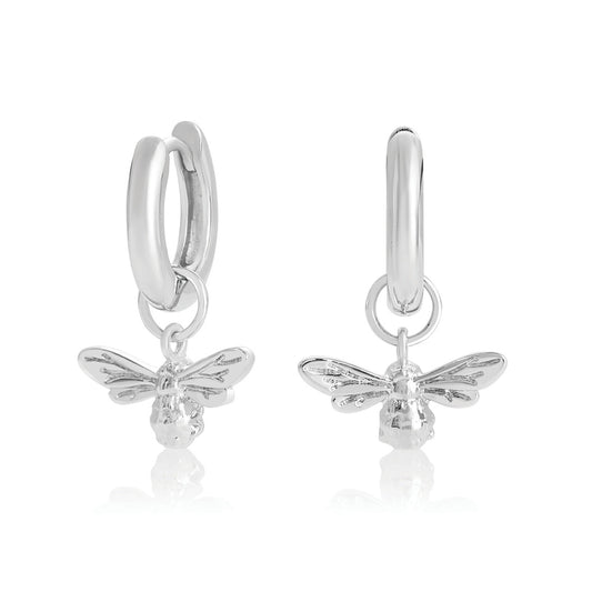 Olivia Burton Lucky Bee Silver Bee Huggie Hoops