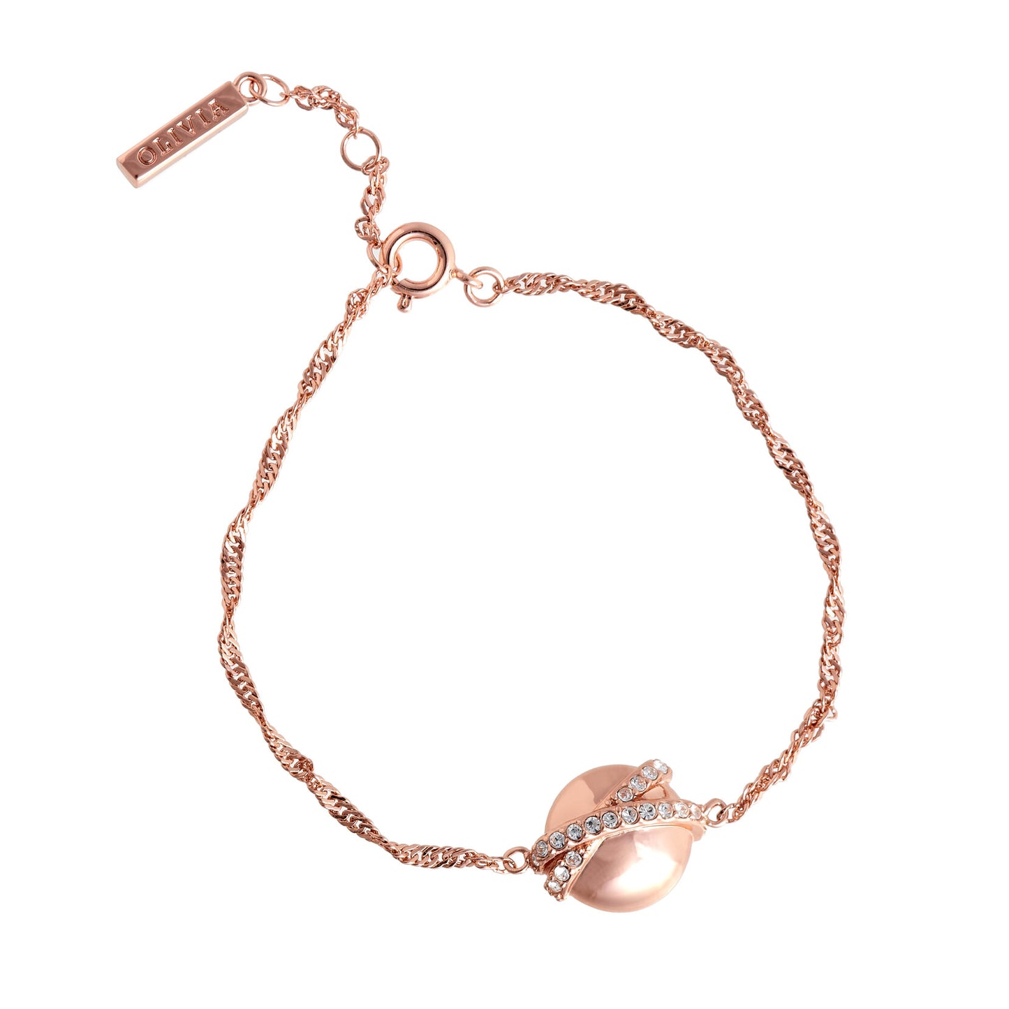 Olivia Burton Celestial Rose Gold Planet Twist Chain Bracelet