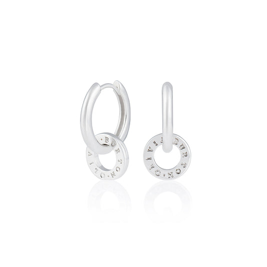 Olivia Burton Classics Silver Interlink Huggie Hoops