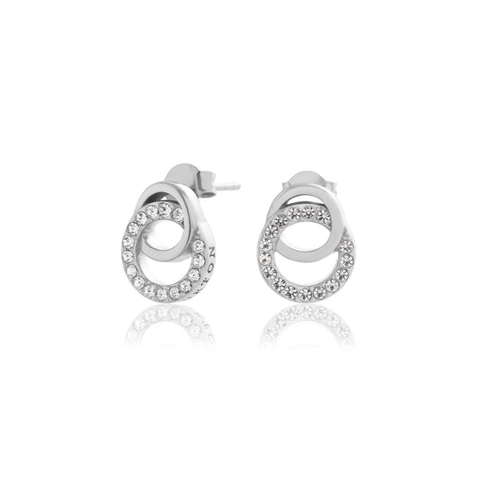 Olivia Burton Classics Silver Interlink Drop Stud Earrings