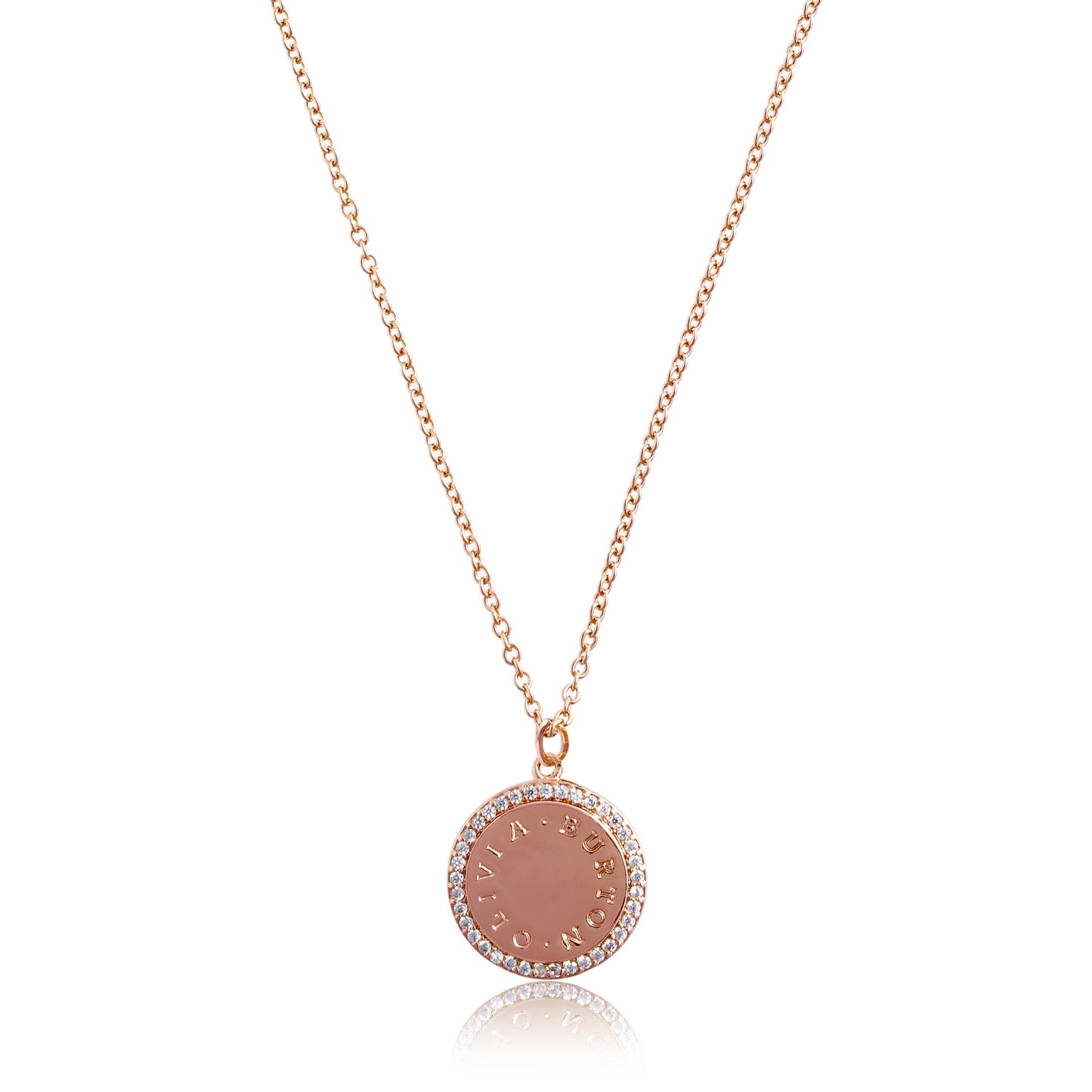 Olivia Burton Bejeweled Classics Rose Gold Disc Necklace