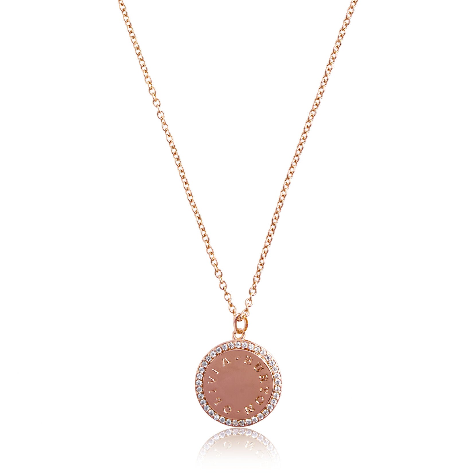 Olivia Burton Bejeweled Classics Rose Gold Disc Necklace