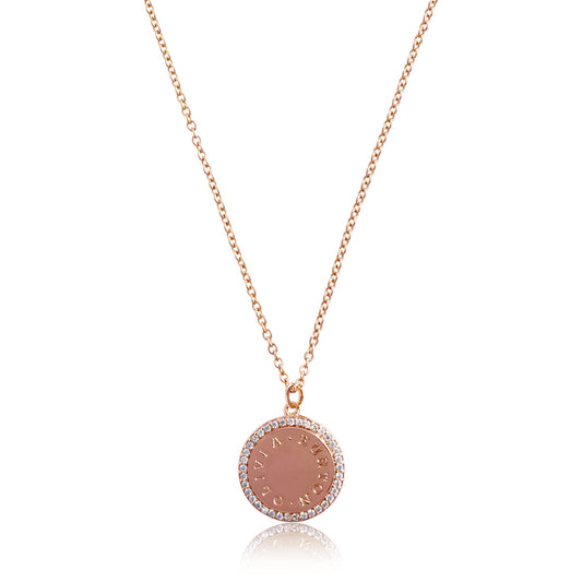 Olivia Burton Bejeweled Classics Rose Gold Disc Necklace
