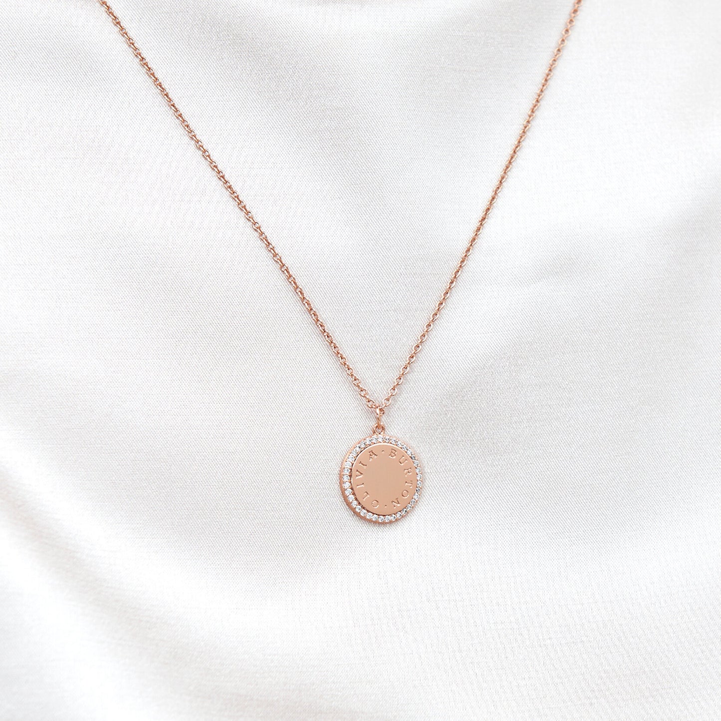 Olivia Burton Bejeweled Classics Rose Gold Disc Necklace