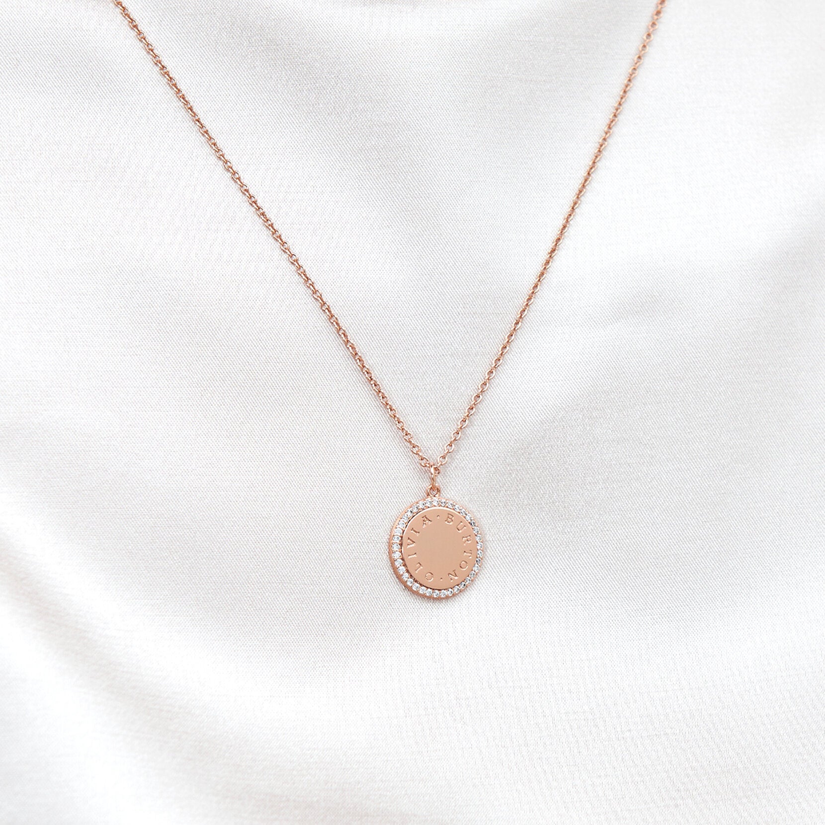Olivia Burton Bejeweled Classics Rose Gold Disc Necklace