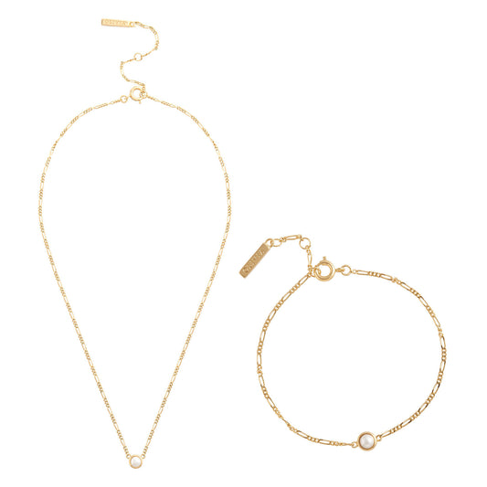 Olivia Burton Classics Gold Pearl Choker & Bracelet Gift Set