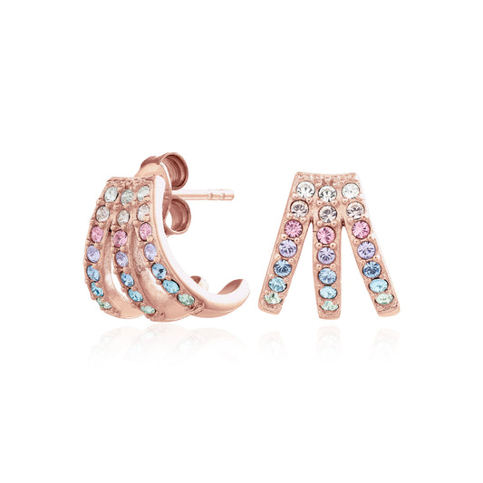 Olivia Burton Rainbow Rose Gold Rainbow Claw Earrings